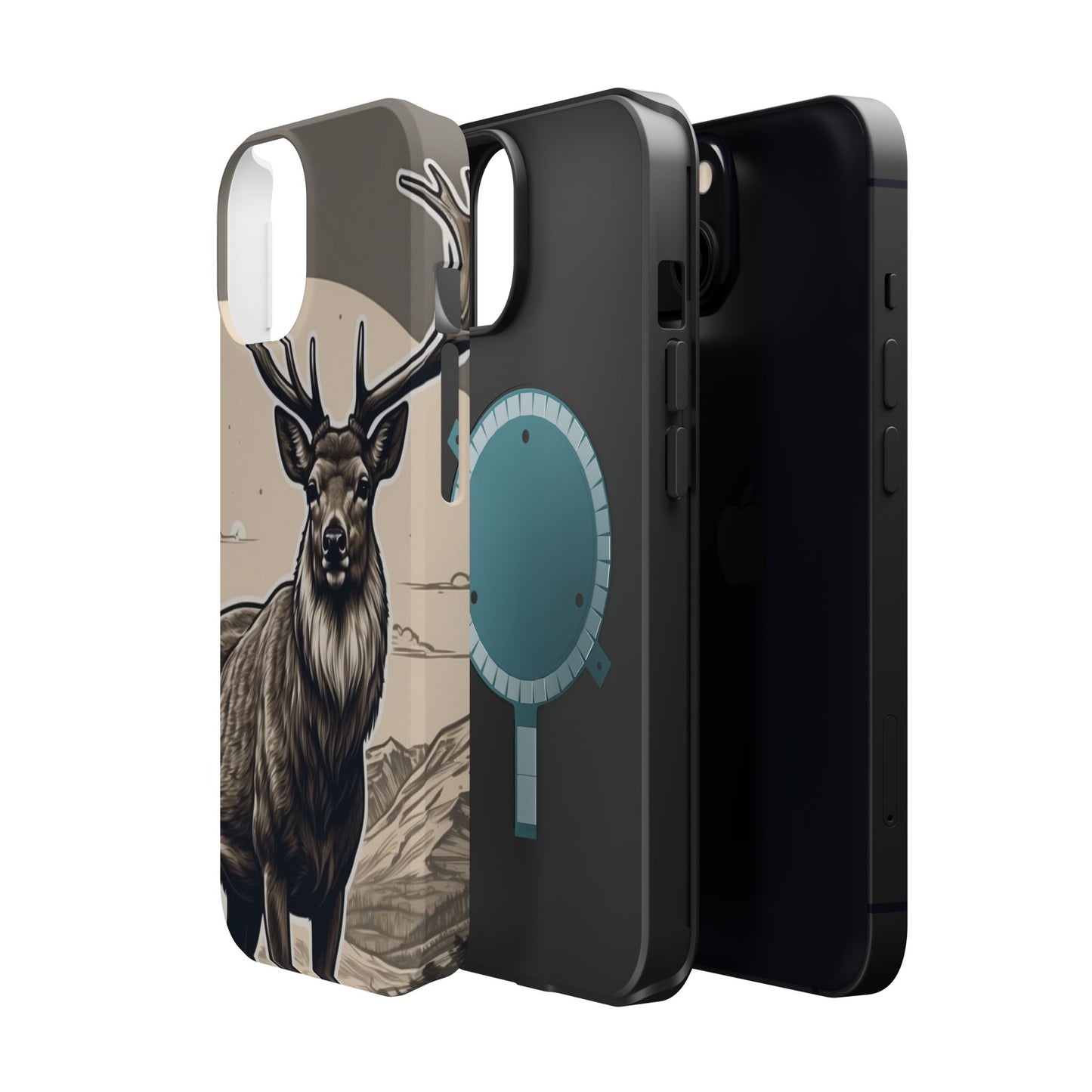 Monochrome Majesty – Regal Stag MagSafe iPhone Cases