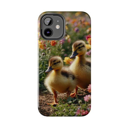 Charming Ducklings in Floral Garden - iPhone Case