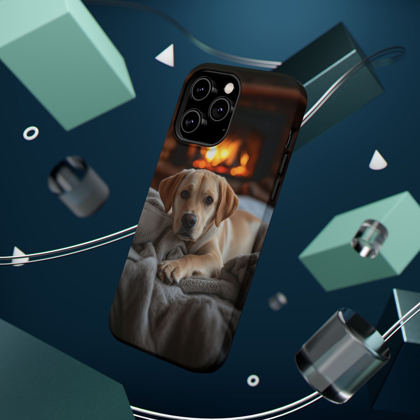 Cozy Golden Retriever by the Fireplace - MagSafe Case