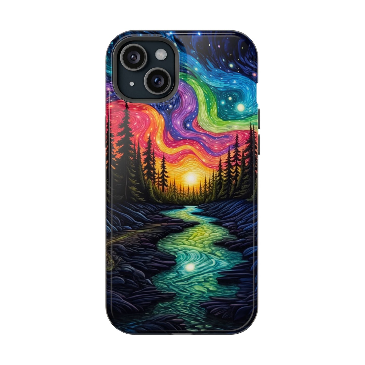 Celestial Nightscape MagSafe iPhone Case – Vibrant River and Starry Sky Design