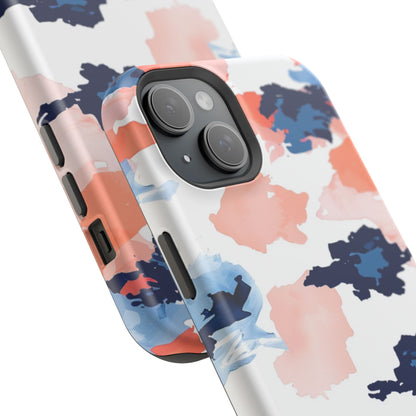 Abstract Coral & Navy Watercolor Design – MagSafe iPhone Case