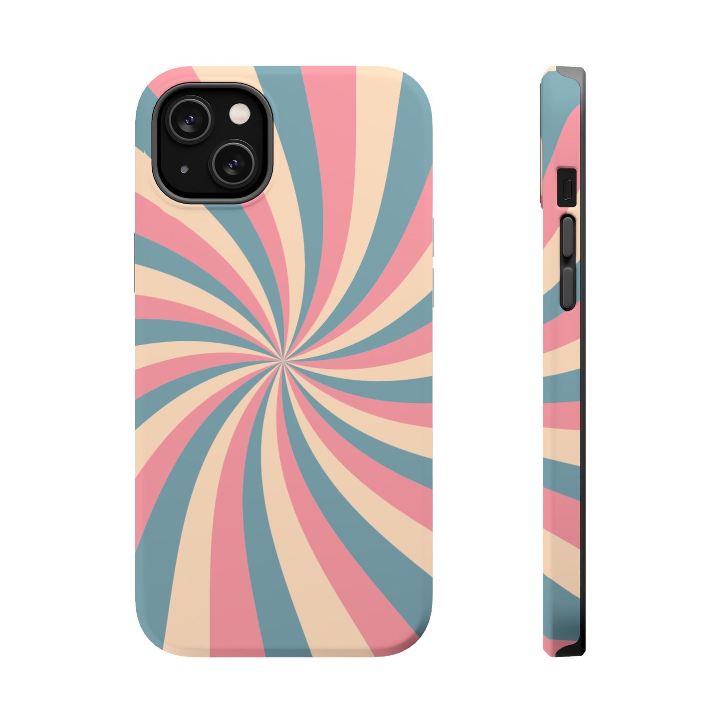 Vintage Pastel Swirl MagSafe iPhone Case – Dual-Layer Protection with 70s-Inspired Design