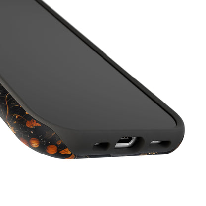 Elegant Halloween MagSafe iPhone Case – Pumpkin Jack-o'-Lanterns, Cobwebs & Autumn Foliage Design