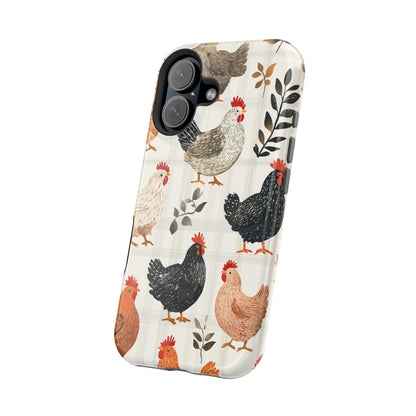 MagSafe iPhone Case: Vintage Chicken & Leaves – Farmhouse Style Case