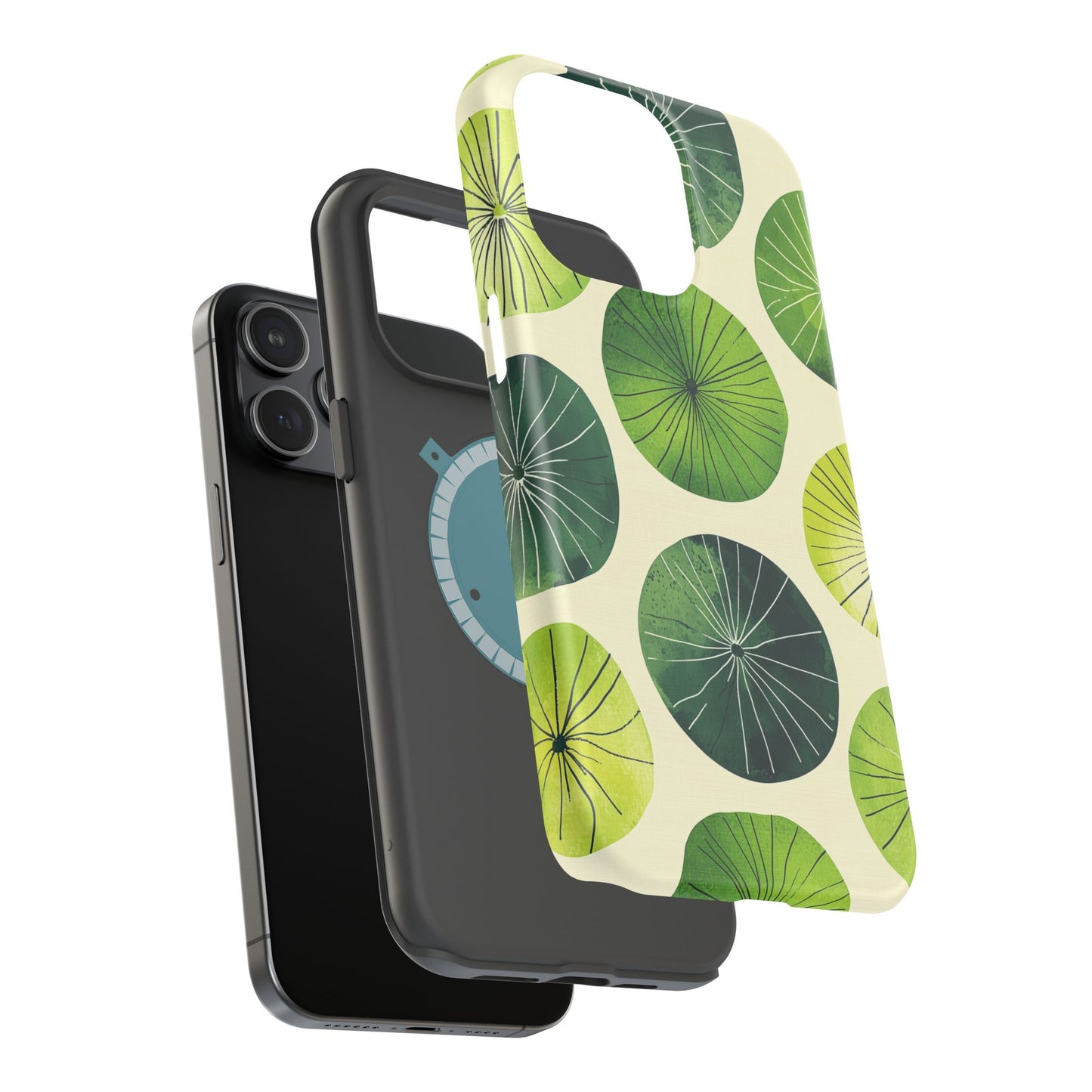 Watercolor Lily Pads MagSafe iPhone Case – Shockproof, Matte Finish, Dual-Layer Protection