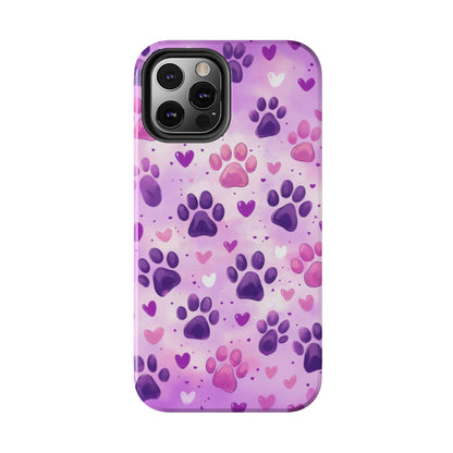 Purple Paw Print iPhone Case - Cute Pet-Themed Protective Cover