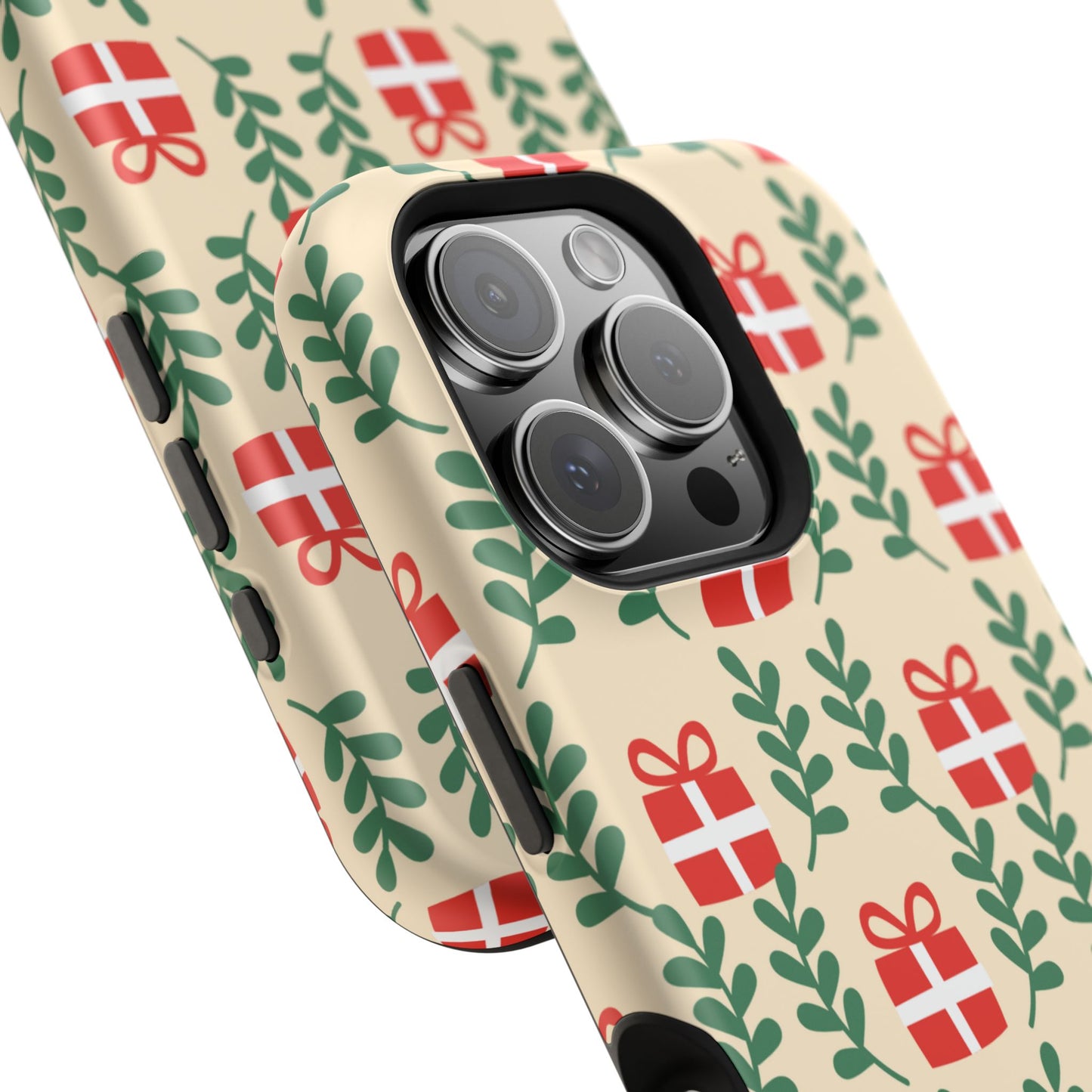 MagSafe iPhone Case: Holiday Cheer – Red Gifts & Green Leaves