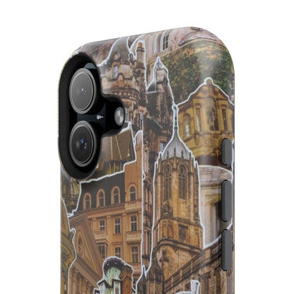 Vintage Architectural Collage MagSafe iPhone Case – Tough Dual-Layer Protection with Matte Finish