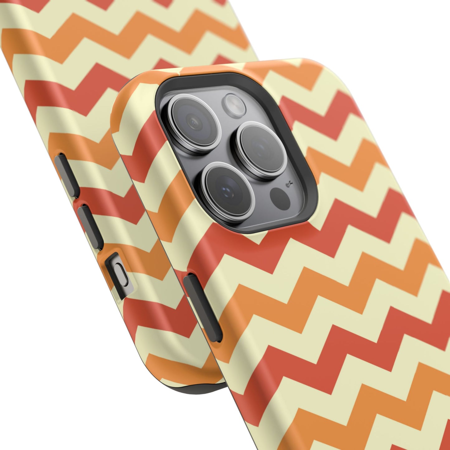 Warm Sunset Chevron – Orange, Red & Cream Geometric MagSafe iPhone Case