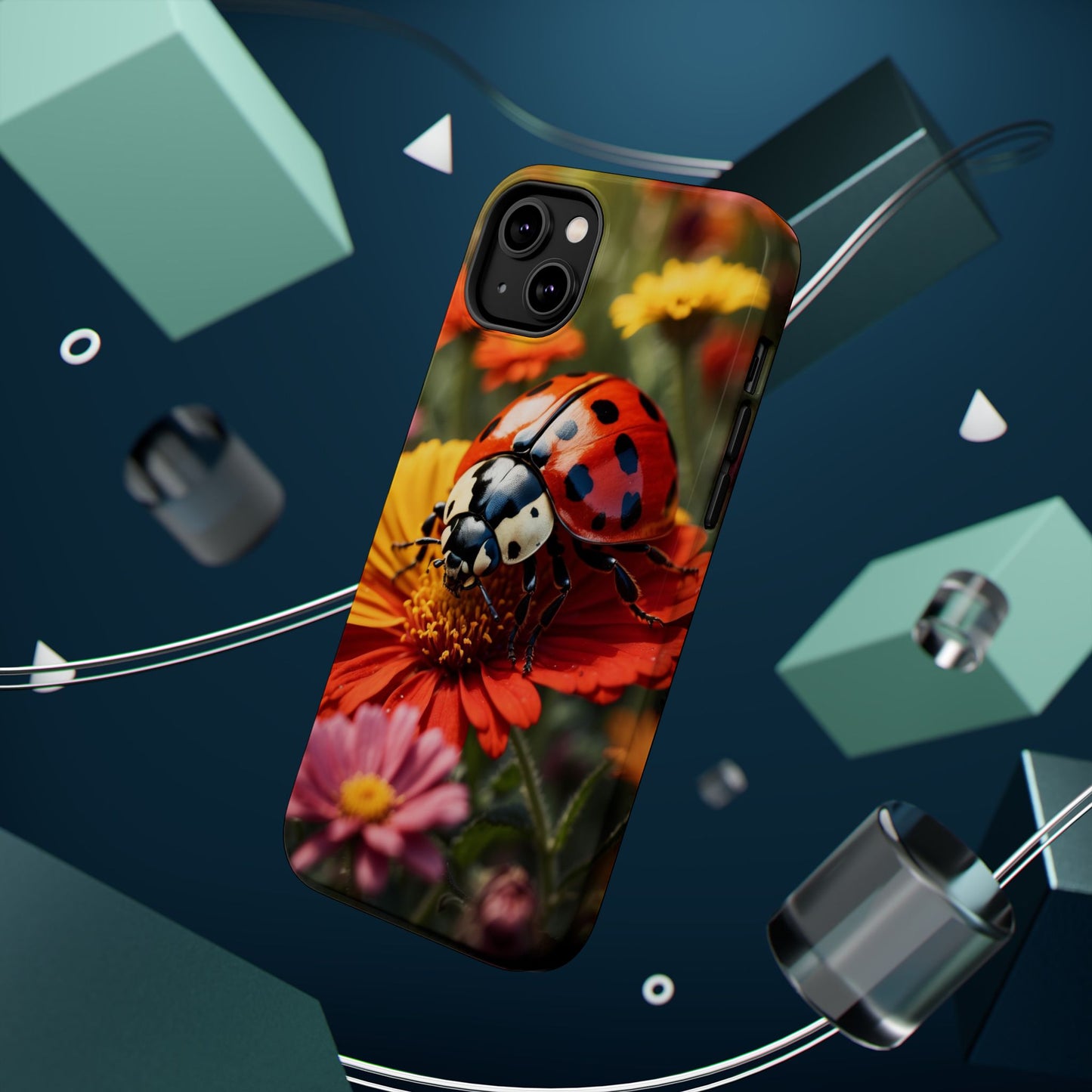 Ladybug on Orange Daisy - MagSafe iPhone Case