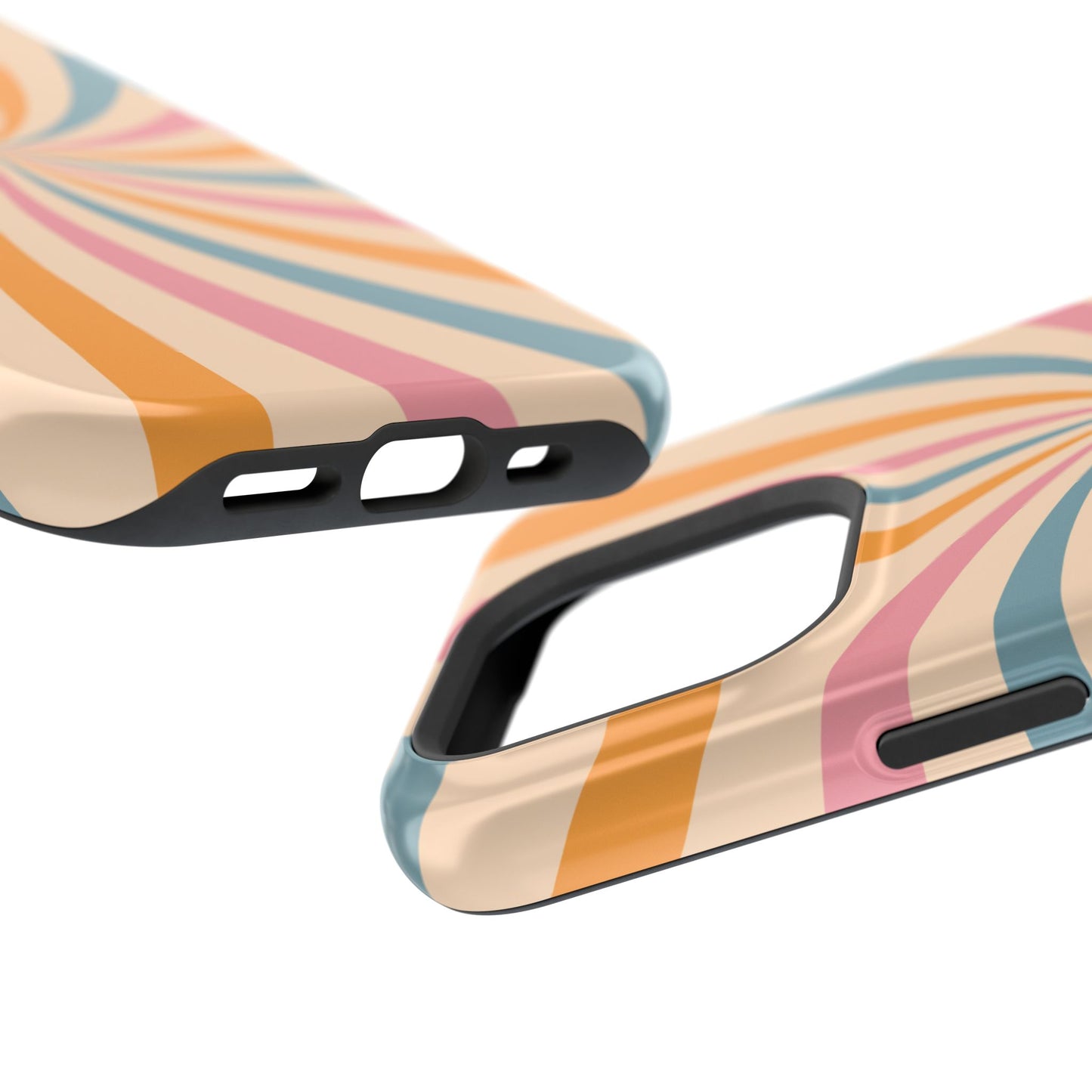 Retro Swirl Pattern MagSafe iPhone Case – Bold 70s Vibe in Pink, Orange, and Orange