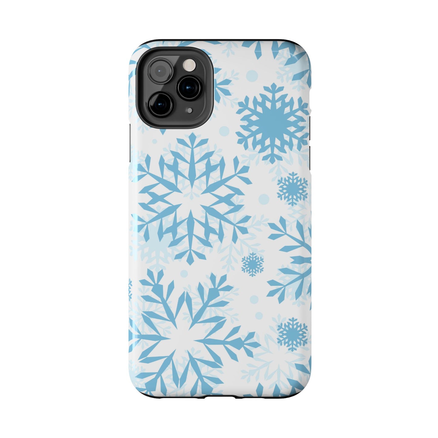 Frosty Blue Snowflakes iPhone Case – Shockproof, Smooth Matte Finish, Dual-Layer Design