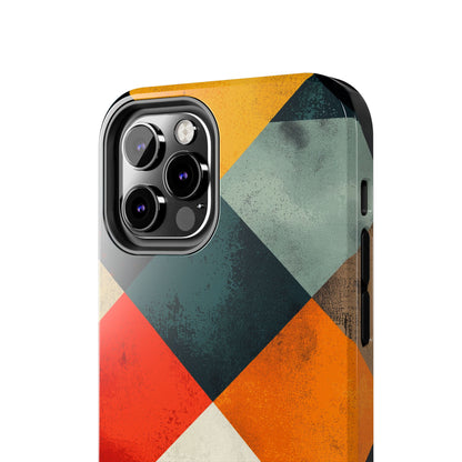 Geometric Retro iPhone  Case - Colorful Checkered Protective Cover