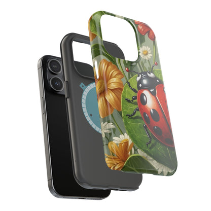 Ladybug Garden MagSafe iPhone Case – Whimsical Floral Design