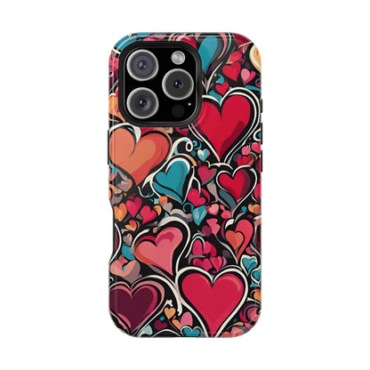 Vibrant Multicolor Heart Art – MagSafe-Compatible iPhone Case