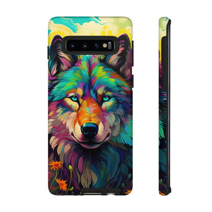 Rainbow Wolf in Bloom – Samsung Galaxy Case with Vivid Nature Design