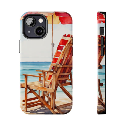 Beach Bliss iPhone Series Case – Relaxing Seaside Chair and Umbrella Design