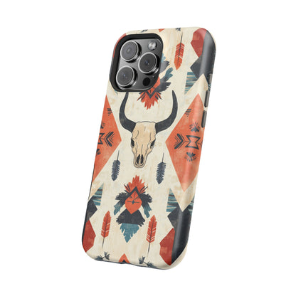 Southwestern Boho Skull Tough MagSafe iPhone Case – Durable Matte Finish, Dual-Layer Protection