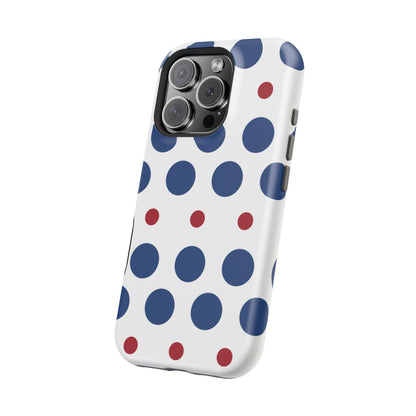 Bold Navy & Red Polka Dot Pattern – MagSafe iPhone Case