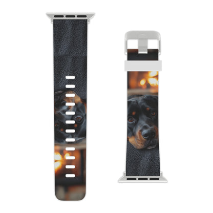  Charming Rottweiler by the Fireplace Apple Watch Band