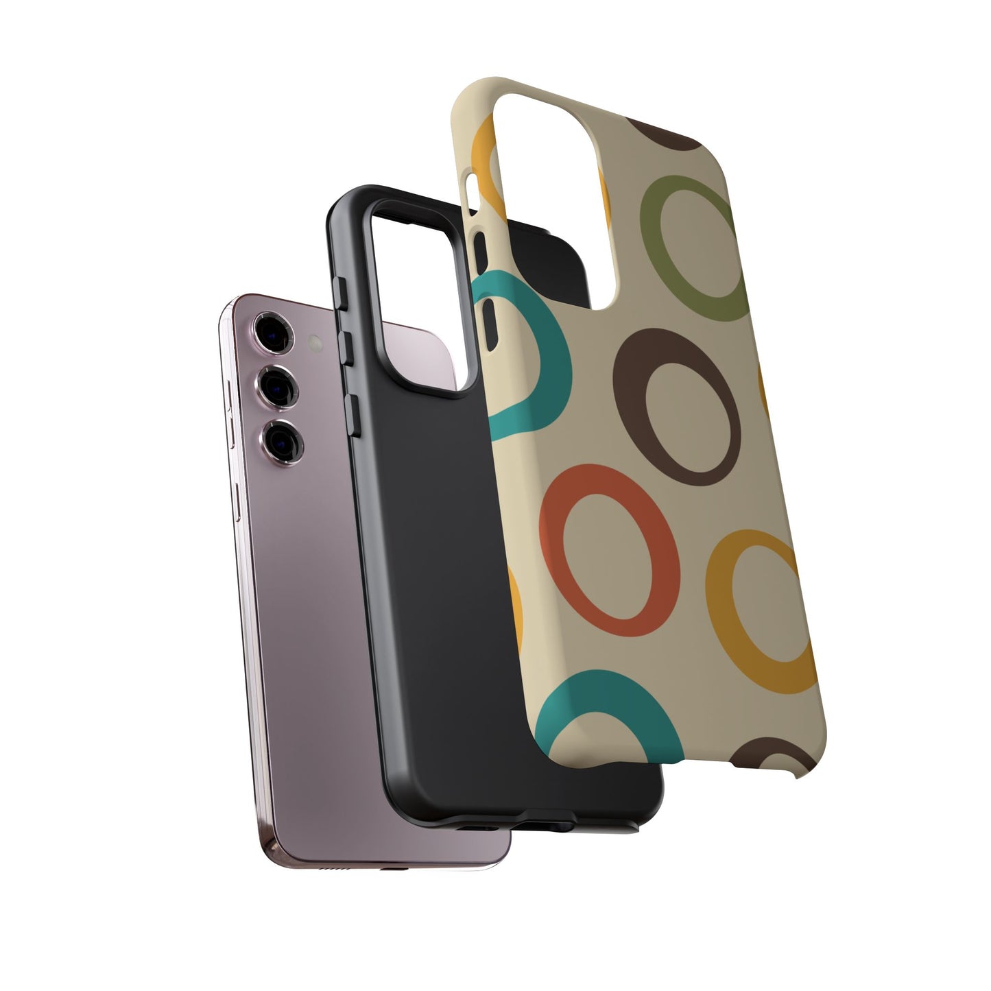 Retro Colorful Rings Samsung Galaxy Case – Shockproof, Matte Finish, Dual-Layer Protection