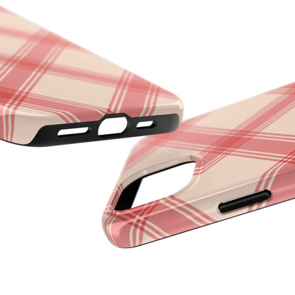 Soft Peachy Red Plaid iPhone Case