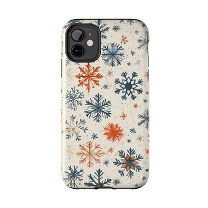 Rustic Orange and Blue Snowflake Pattern – iPhone Series Case