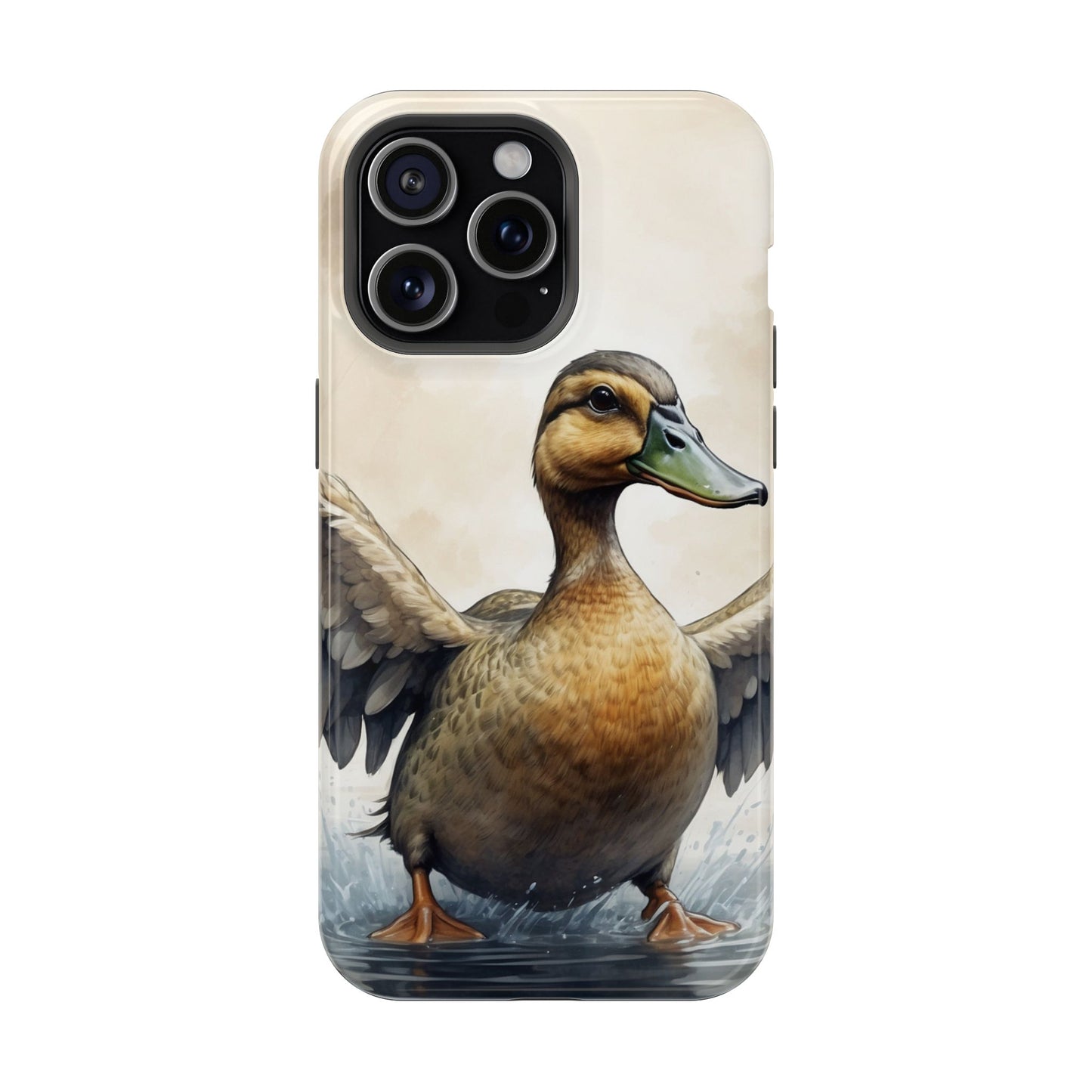 Graceful Duck in Watercolor Scene - MagSafe iPhone Case