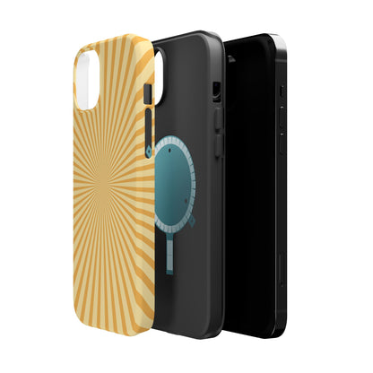 Golden Sunburst MagSafe  iPhone Case – Retro Radiant Design with Dual-Layer Protection