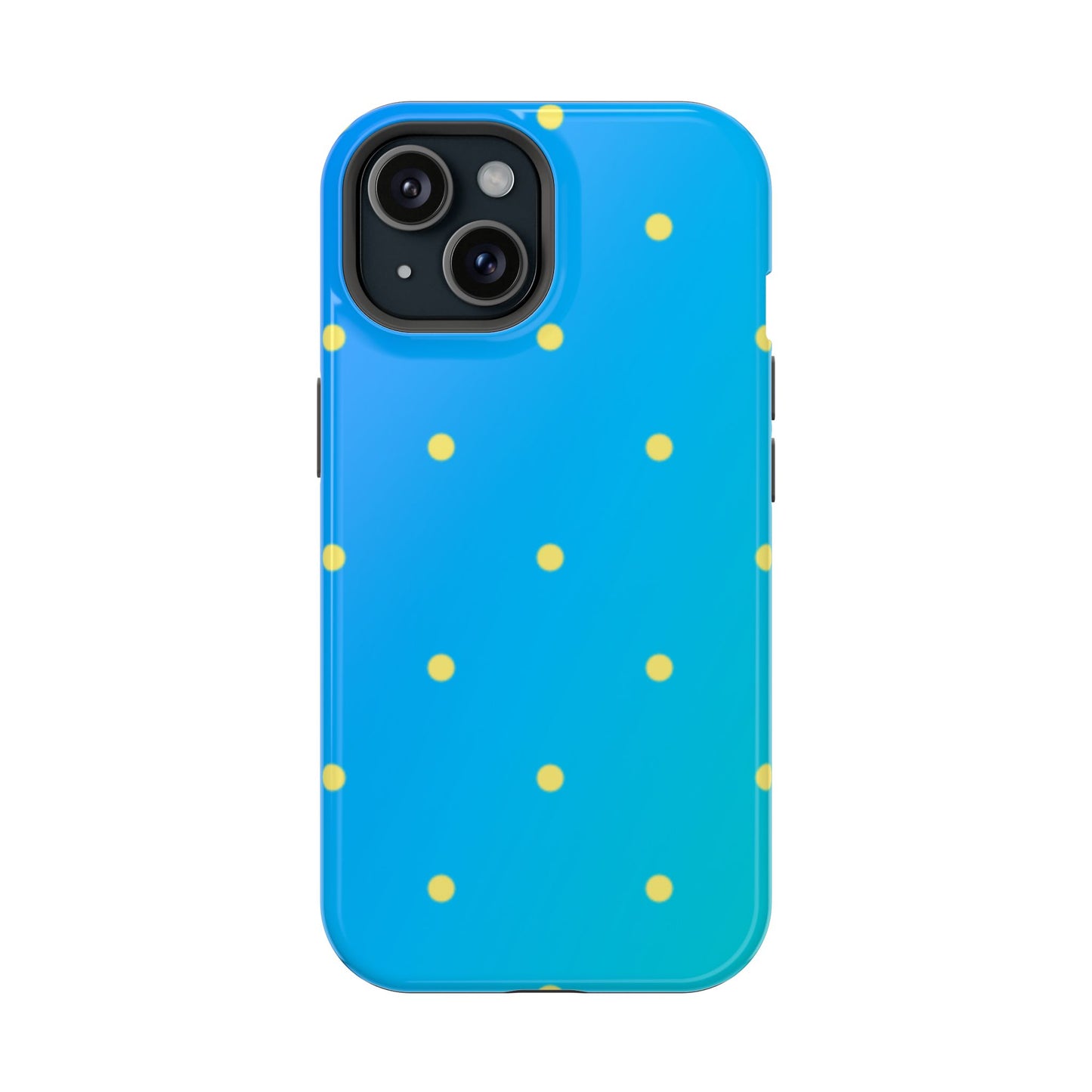 Blue Ocean Gradient Polka Dots MagSafe iPhone Case – Shockproof, Smooth Matte Finish, Dual-Layer Design