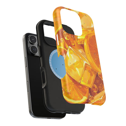 Citrus Splash MagSafe iPhone Case – Bright Orange Slices & Ice, Dual-Layer Protection