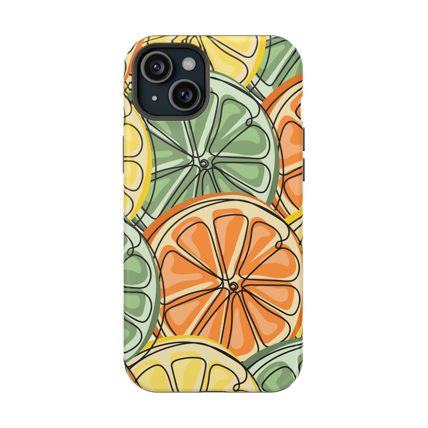 Citrus Zest Tough MagSafe iPhone Case – Bold Lime, Lemon, and Orange Design, Shockproof Protection