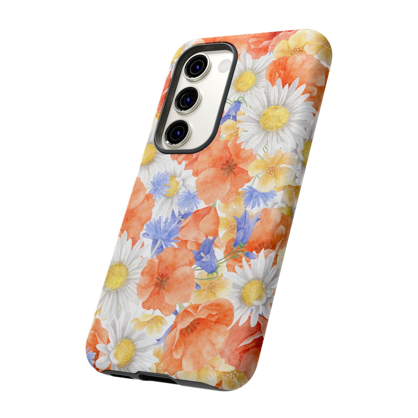 Watercolor Wildflower Pattern Samsung Galaxy Case – Durable Matte Finish with Daisy, Poppy & Cornflower Design