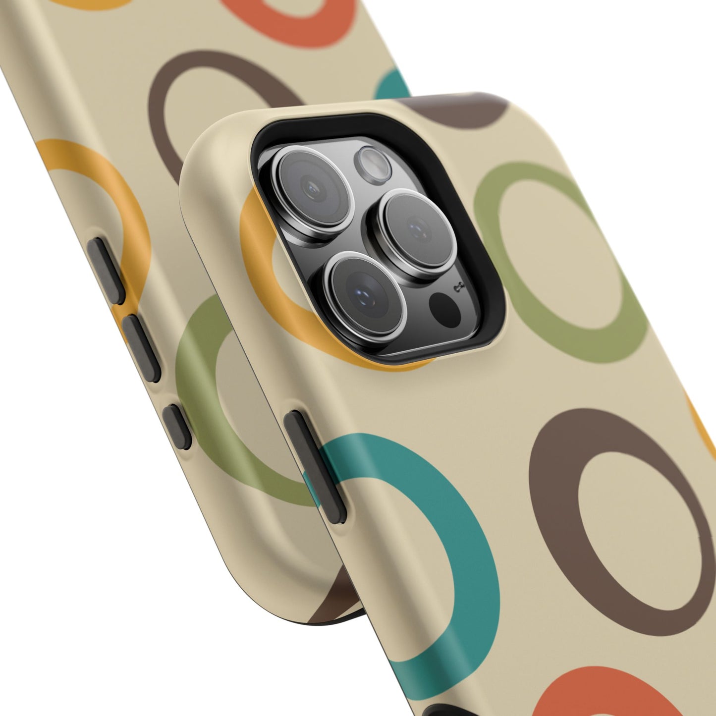 Retro Colorful Rings MagSafe iPhone Case – Shockproof, Matte Finish, Dual-Layer Protection