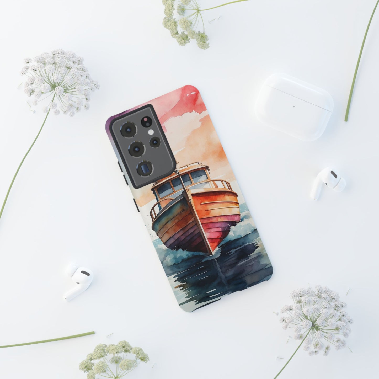 Sunset Sail Watercolor Boat – Samsung Galaxy Series Case