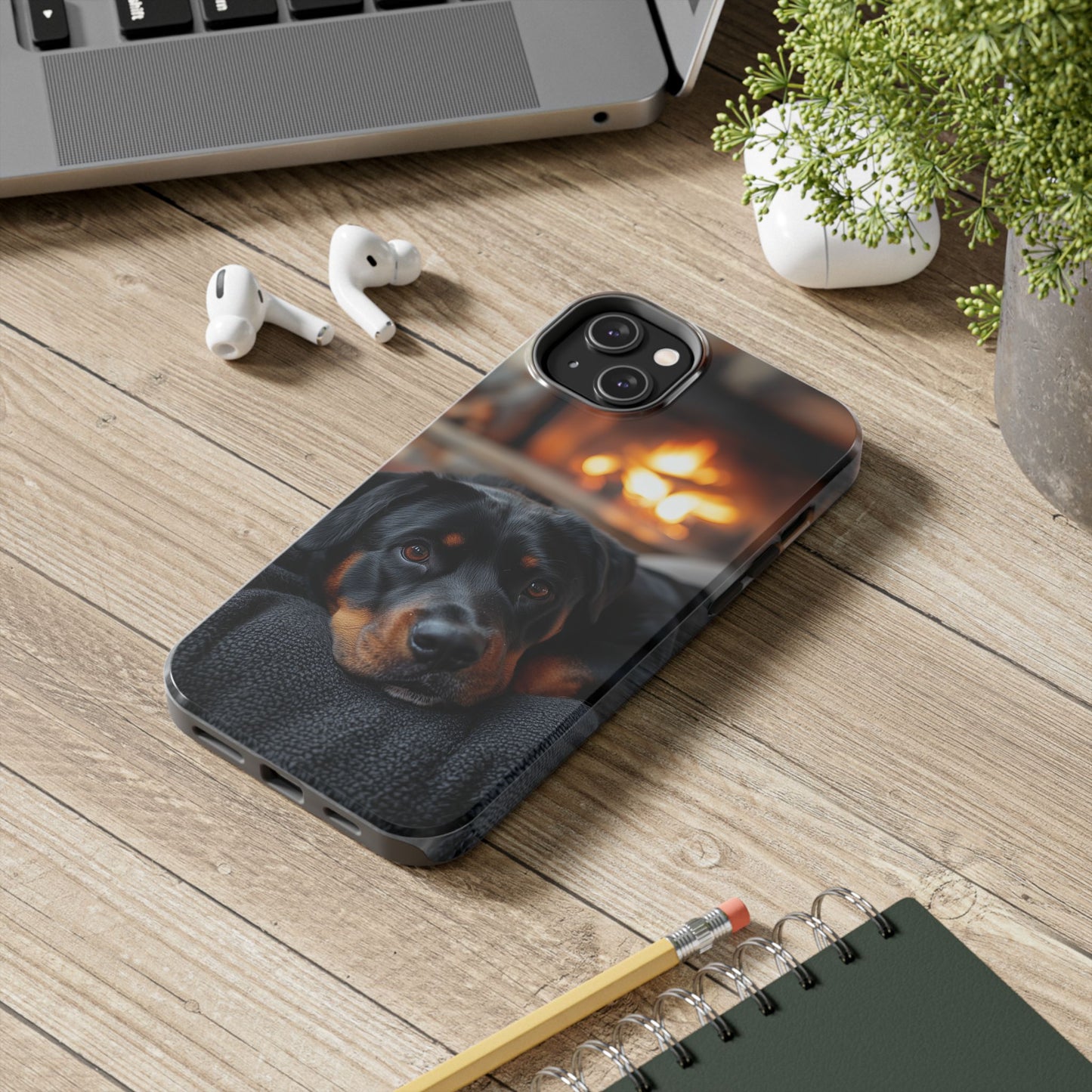 Warm Rottweiler by the Fireplace Samsung Galaxy Case – Rustic Charm for Dog Lovers