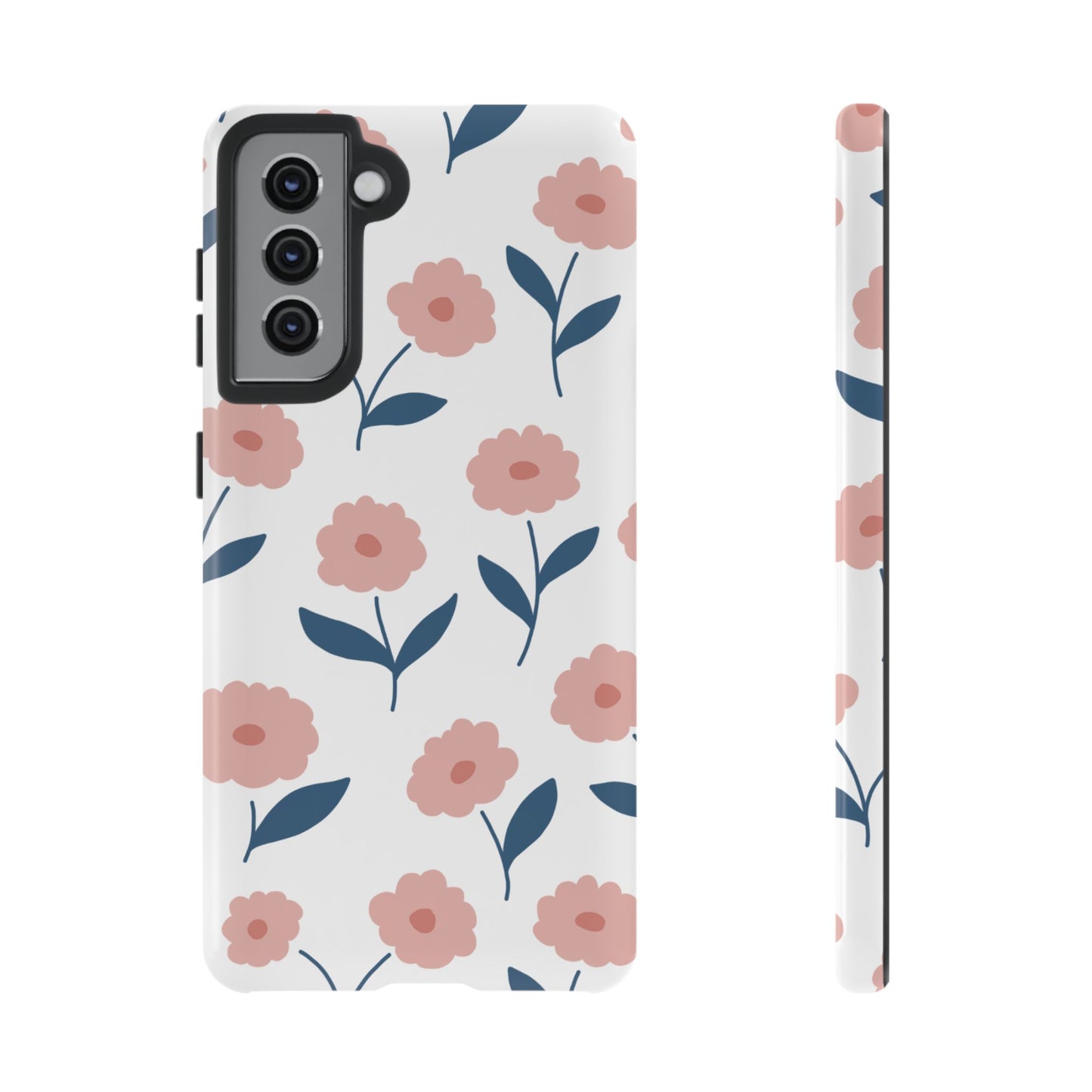 Playful Pink Floral Tough Samsung Galaxy Case – Soft Pastel Design, Slim & Shockproof - BOGO Cases