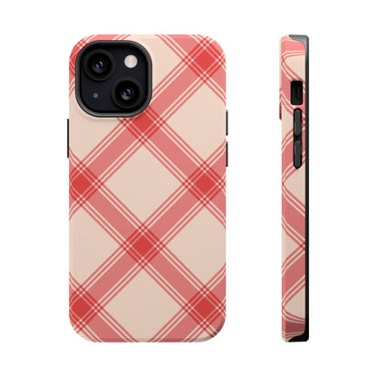 Soft Peachy Red Plaid MagSafe Case