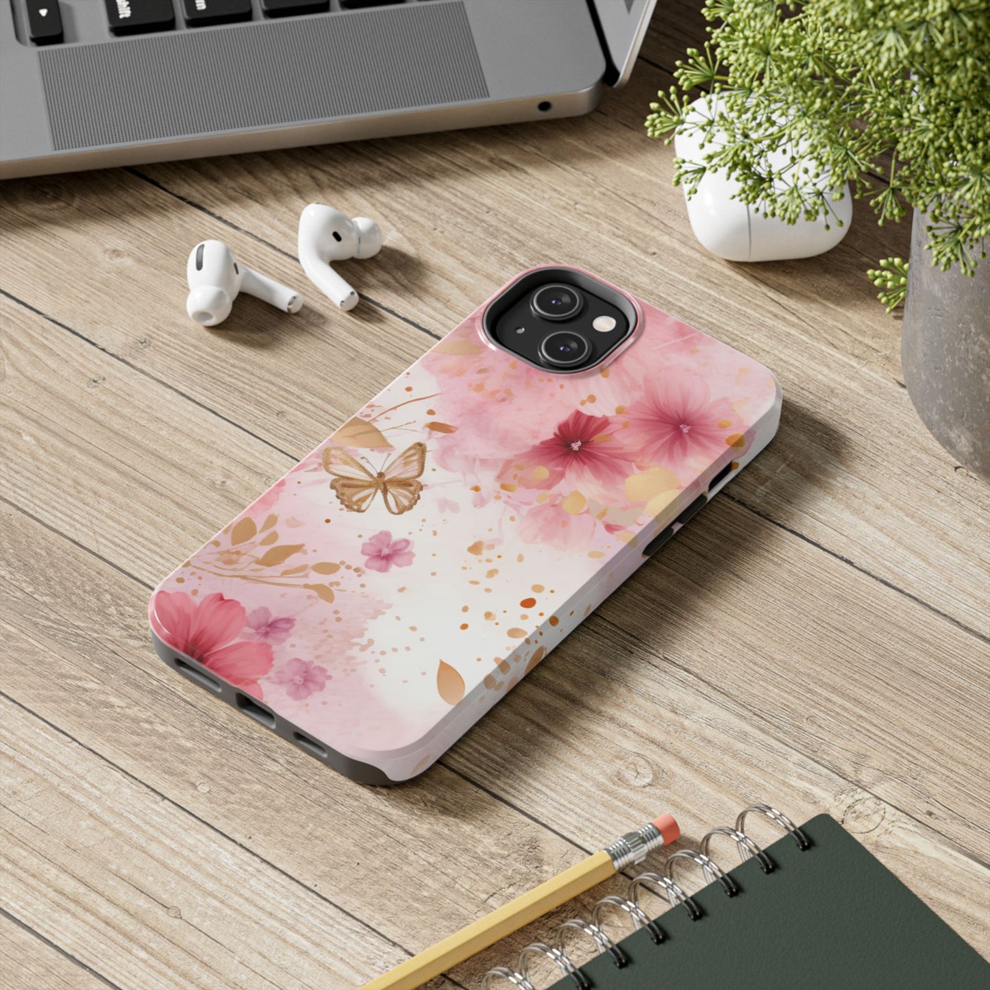 Blush Pink Floral Butterfly - iPhone Case