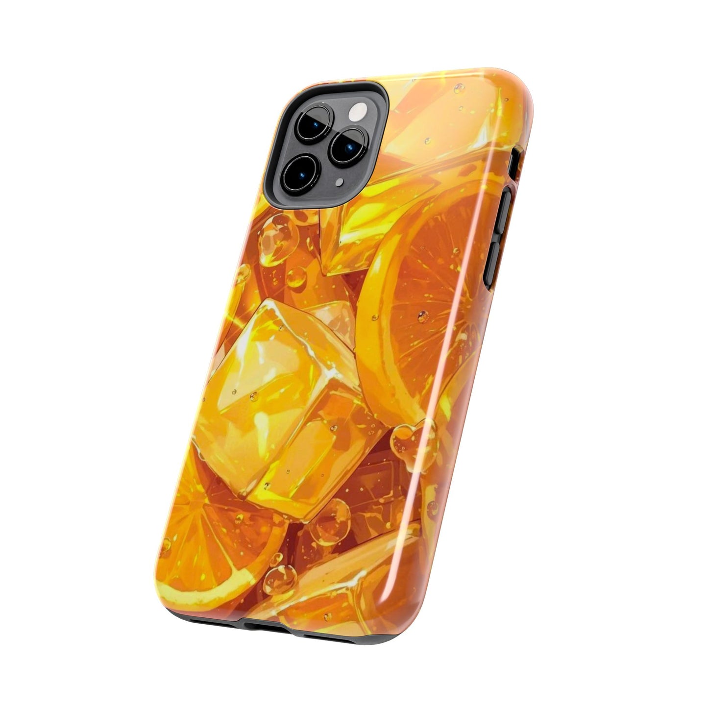 Citrus Splash iPhone Case – Bright Orange Slices & Ice, Dual-Layer Protection