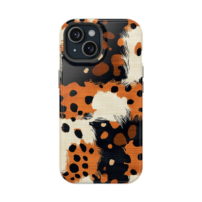 MagSafe iPhone Case: Cheetah Plaid – Brown & Black Pattern