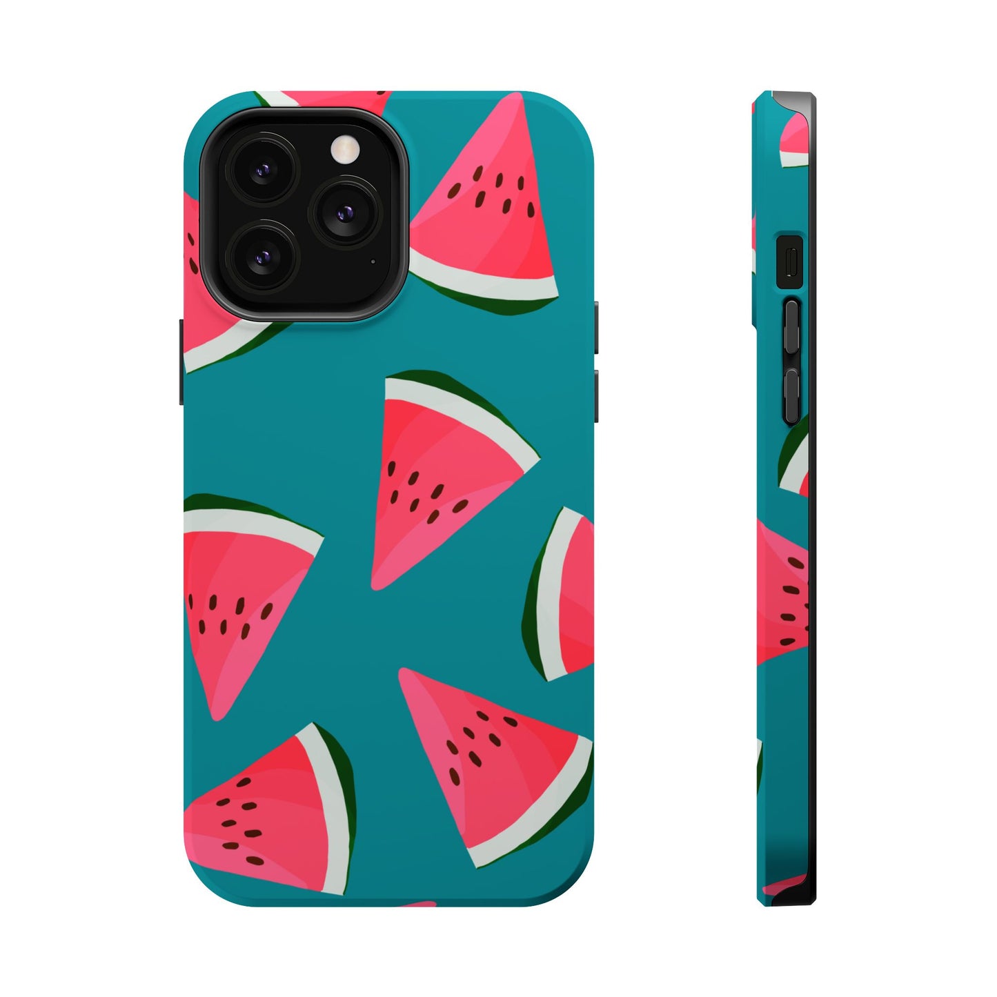 Watermelon Bliss MagSafe iPhone Case – Vibrant Summer Fruit Design on Teal Background