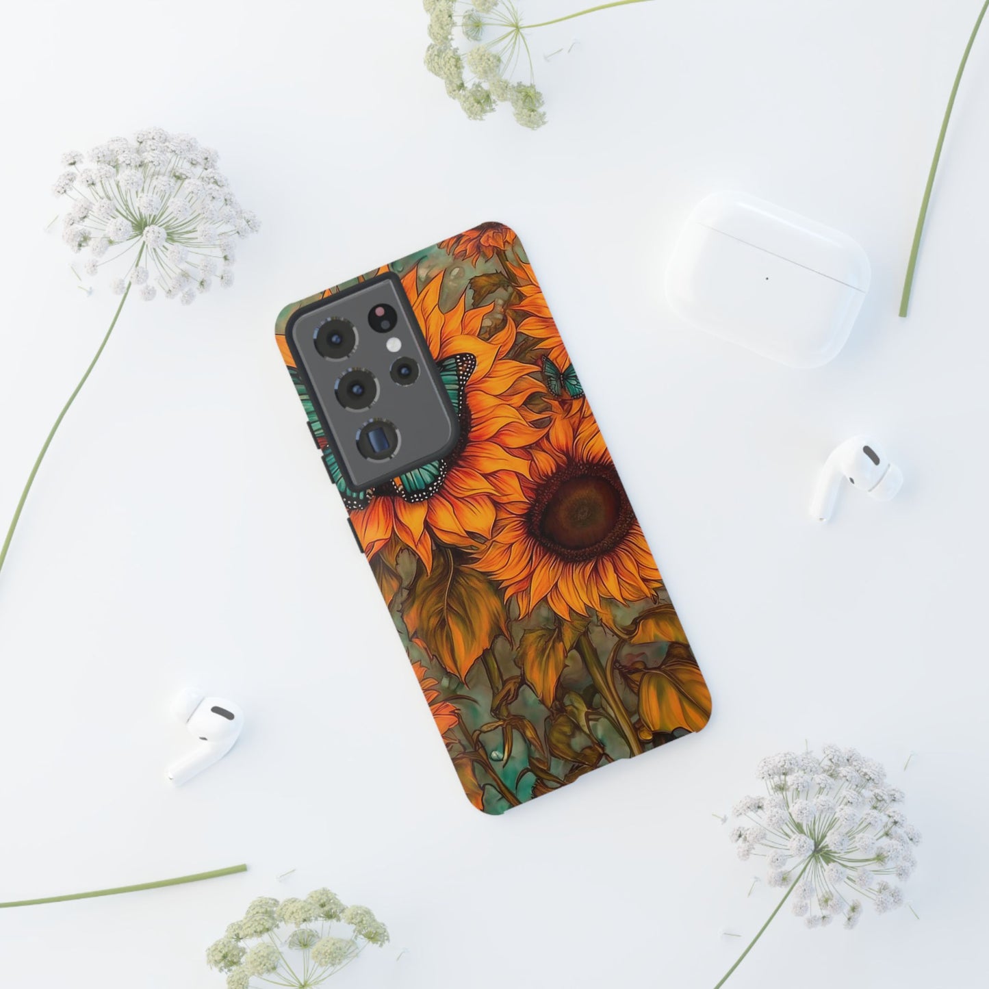 Vintage Blue Butterfly & Sunflower Art – Samsung Galaxy Case