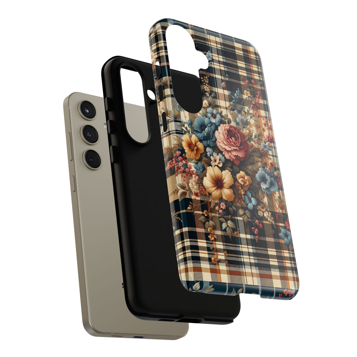 Vintage Floral Checkered Phone Case