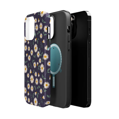 Midnight Daisy MagSafe iPhone Case – Dark Navy Floral Design, Slim and Protective