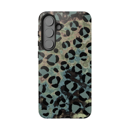 Moody Watercolor Leopard Print Tough Samsung Galaxy Case – Earthy Abstract Pattern with Dual-Layer Protection