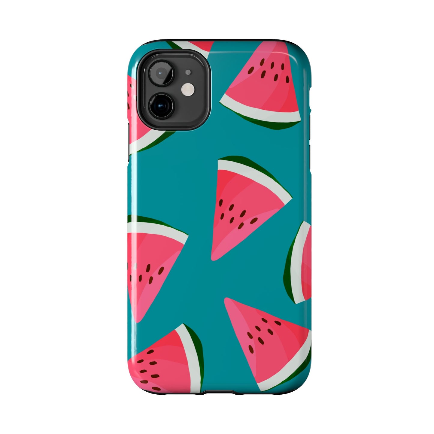 Watermelon Bliss iPhone Case – Vibrant Summer Fruit Design on Teal Background