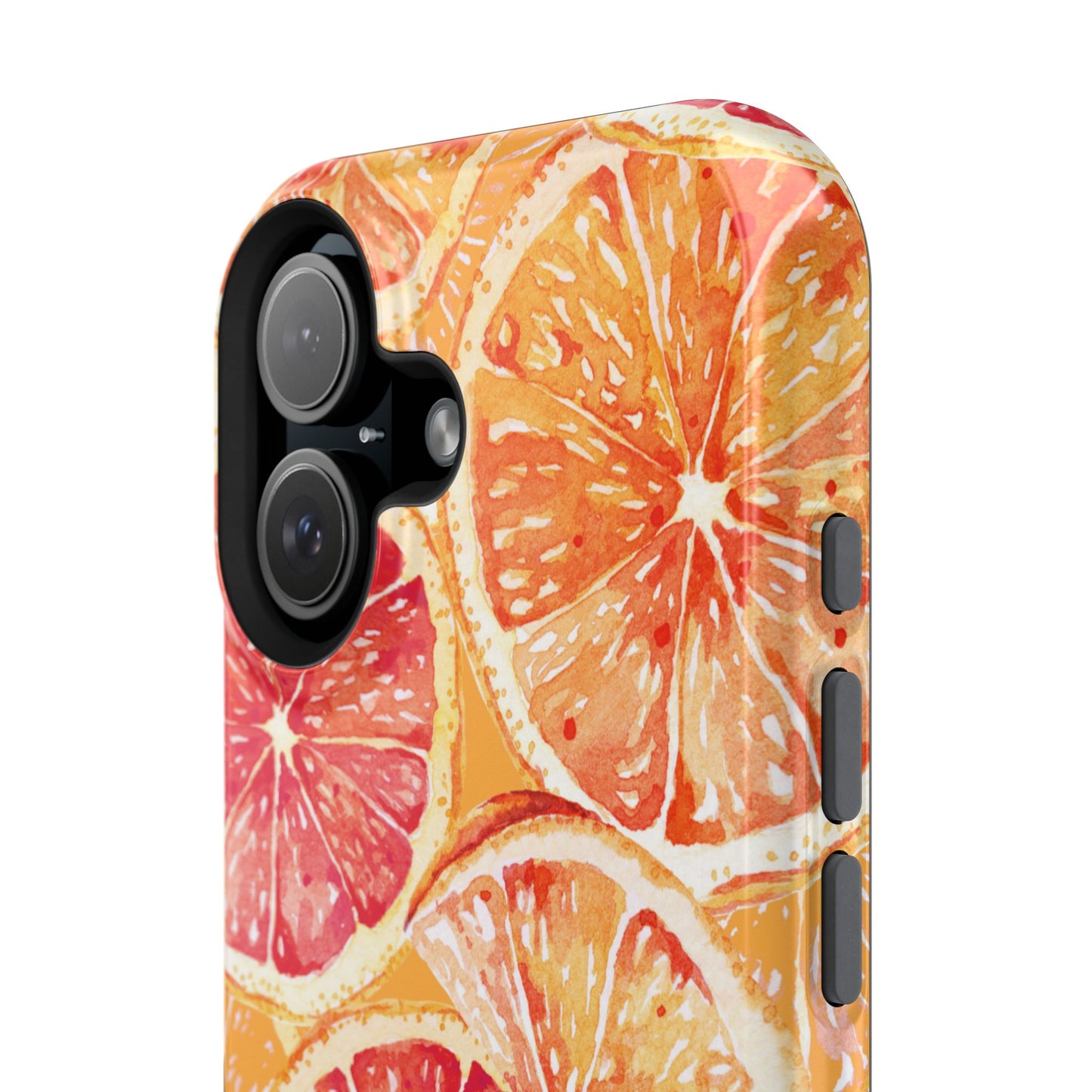 Watercolor Citrus Splash Tough MagSafe iPhone Case – Vibrant Fruit Print, Shock-Resistant Design