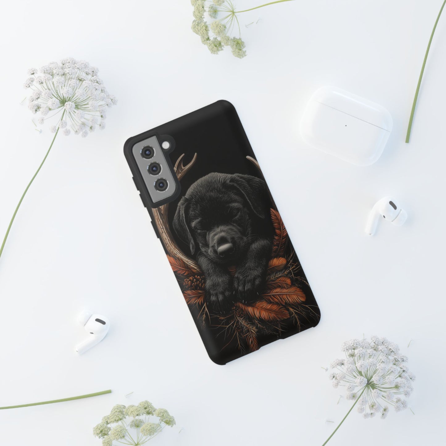 Charming Black Labrador Puppy on Feathers Samsung Galaxy Case