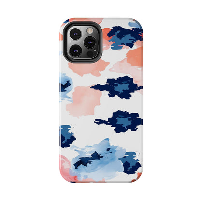 Abstract Coral & Navy Watercolor Design – iPhone Case